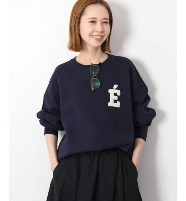 SLOBE IENA「《WEB限定カラー有り/追加》サガラ刺繍スウェットライクニット」|ニット・セーター|ネイビー