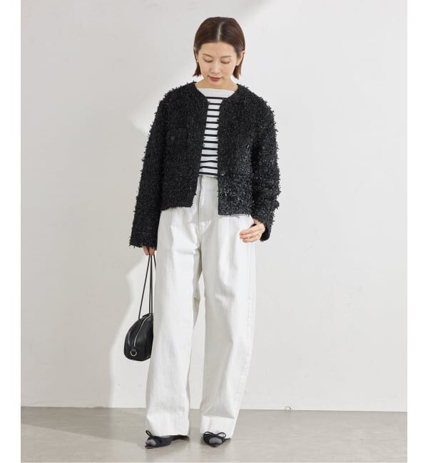 IENA「ファンシーツイードジャケット」|ノーカラージャケット|