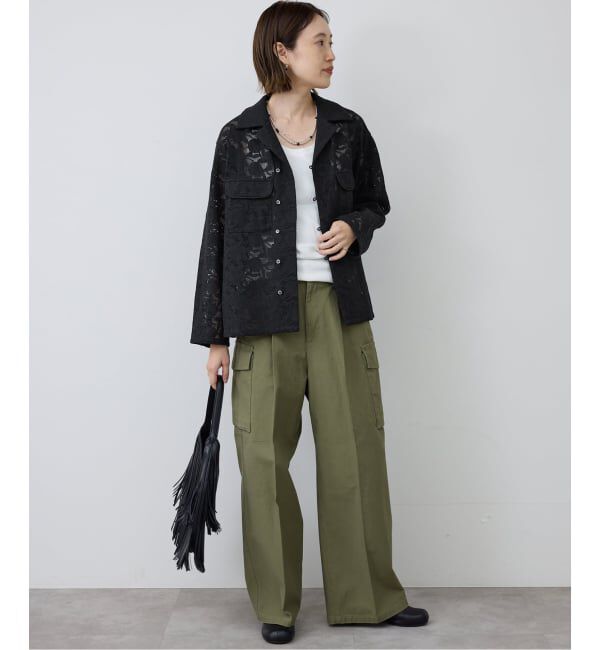 SLOBE IENA「《予約》ブロイダーレースオープンカラーシャツ」|シャツ・ブラウス|