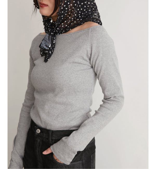 IENA LA BOUCLE「IENA LA BOUCLE コンパクトベアボートネックカット」|Tシャツ・カットソー|グレーA