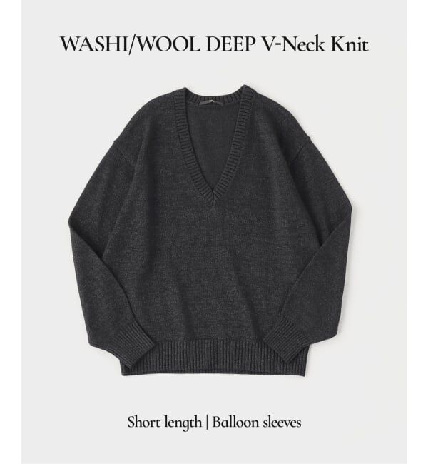 EDIFICE「WASHI/WOOL DEEP V ネックニット」|ニット・セーター|ブラック A