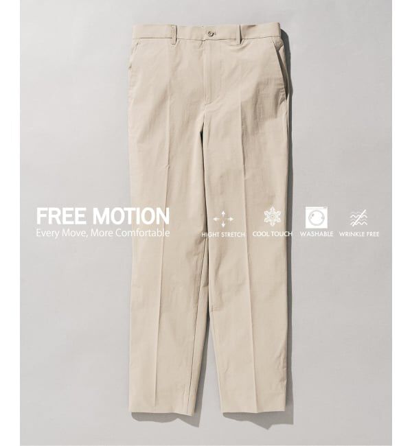 417 EDIFICE「【FREE MOTION】スリムパンツ」|スラックス|ベージュ