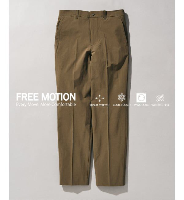 417 EDIFICE「【FREE MOTION】スリムパンツ」|スラックス|カーキ