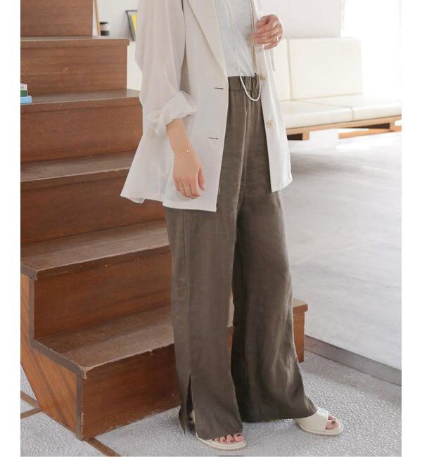 JOURNAL STANDARD relume「《追加》麻スリットイージーパンツ」|その他|ブラウン