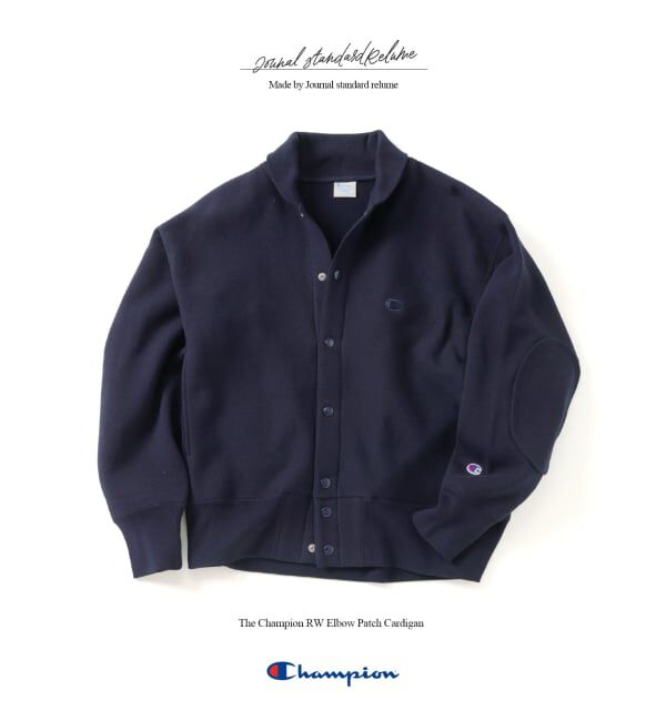 JOURNAL STANDARD relume「CHAMPION / チャンピオン 別注 R/W エルボーパッチ スナップ カーディガン」|カーディガン|ネイビー