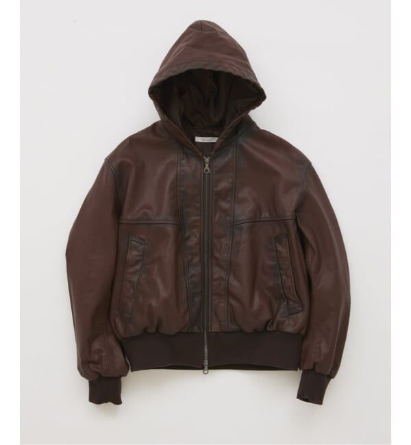 JOURNAL STANDARD「ゴート レザー エイジング ジップ フーディ ブルゾン」|ライダースジャケット|