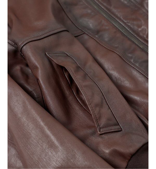 JOURNAL STANDARD「ゴート レザー エイジング ジップ フーディ ブルゾン」|ライダースジャケット|