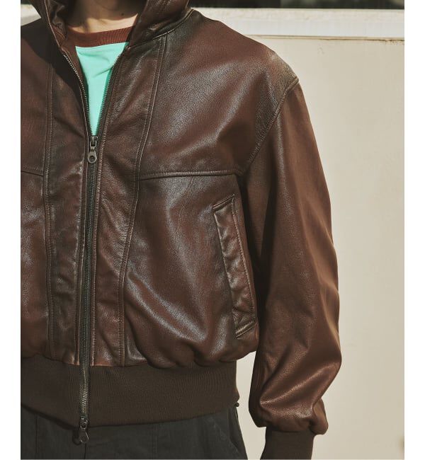 JOURNAL STANDARD「ゴート レザー エイジング ジップ フーディ ブルゾン」|ライダースジャケット|