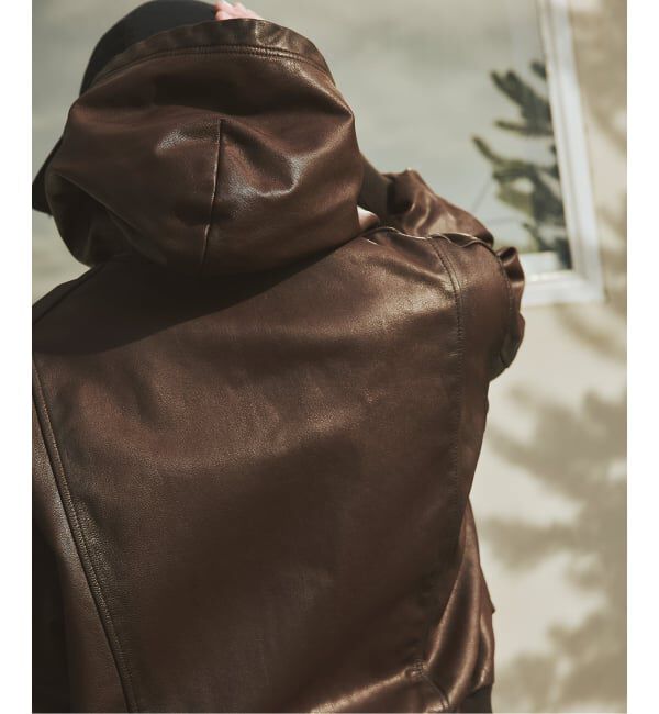 JOURNAL STANDARD「ゴート レザー エイジング ジップ フーディ ブルゾン」|ライダースジャケット|