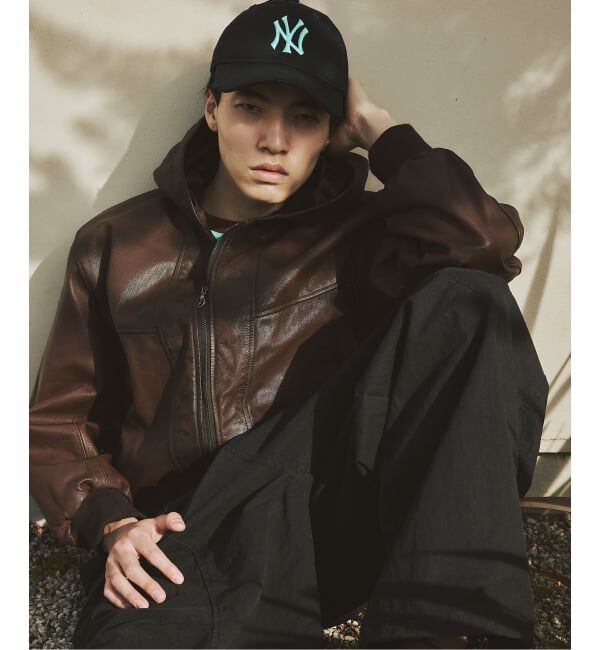 JOURNAL STANDARD「ゴート レザー エイジング ジップ フーディ ブルゾン」|ライダースジャケット|