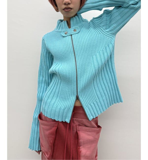 Oriens JOURNAL STANDARD「フロントジップリブニットトップス」|ニット・セーター|サックスブルー B