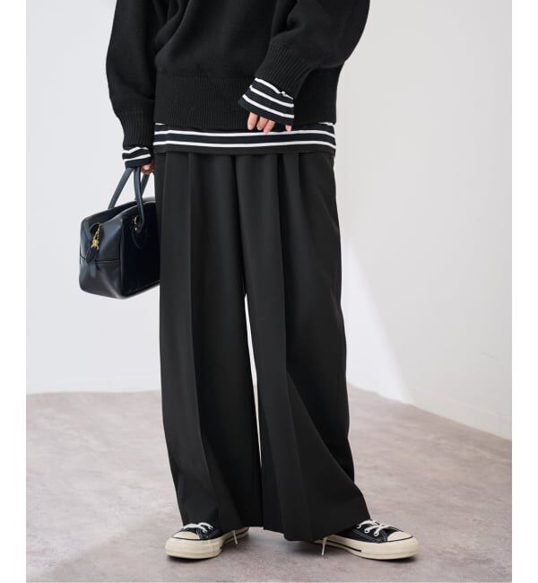 FRAMeWORK「≪WEB限定追加≫ウォッシャブルTWタックワイドパンツ」|スラックス|ブラック