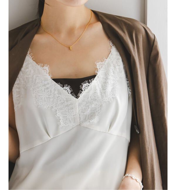 NOBLE「ルナサテンレースアシンメトリーキャミ」|キャミソール|