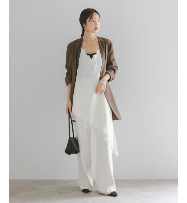 NOBLE「ルナサテンレースアシンメトリーキャミ」|キャミソール|