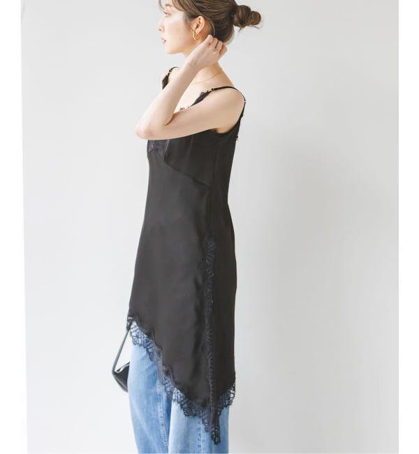 NOBLE「ルナサテンレースアシンメトリーキャミ」|キャミソール|