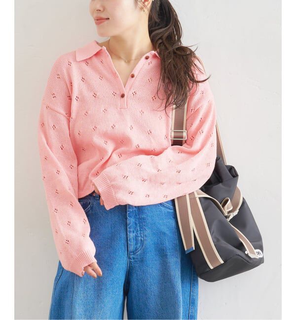 U by SPICK&SPAN「衿つき柄編みニット」|ニット・セーター|ピンク