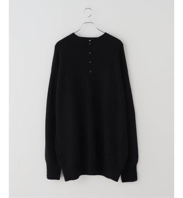 FRAMeWORK「y YO/イーヨ henry neck army knit」|ニット・セーター|ブラック