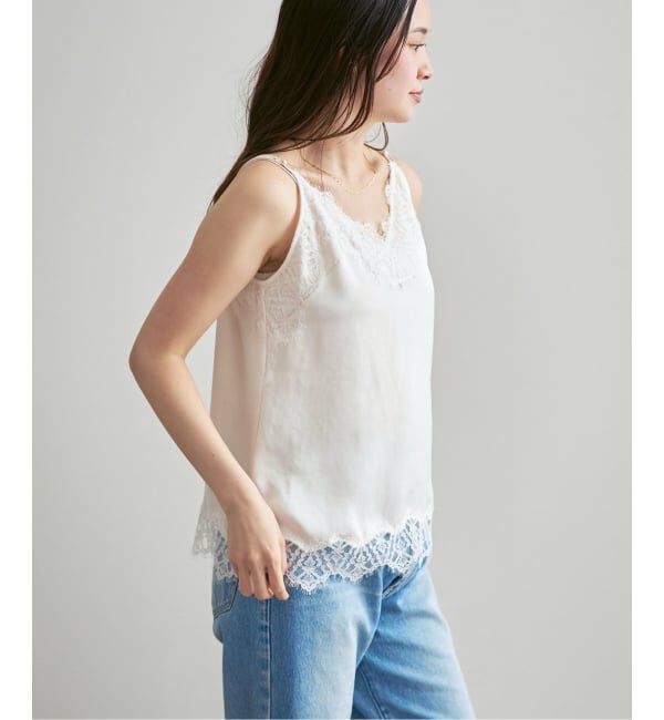 NOBLE「《追加予約》リバーレーストリミングサテンキャミソール3」|キャミソール|