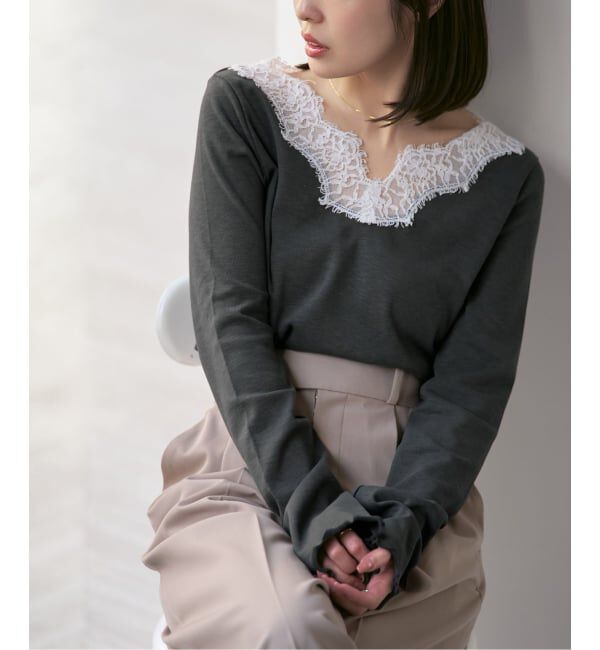 NOBLE「《予約》レースドッキングプルオーバー」|Tシャツ・カットソー|グレー