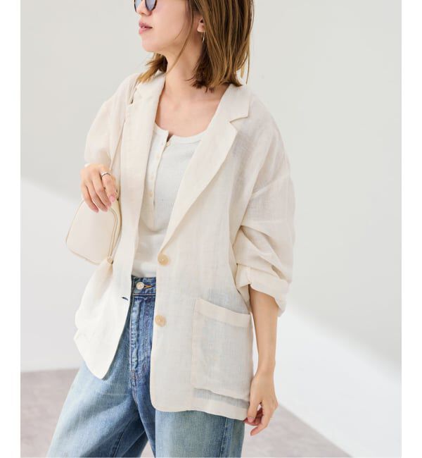 FRAMeWORK「≪予約≫LINENメッシュジャケット」|テーラードジャケット|