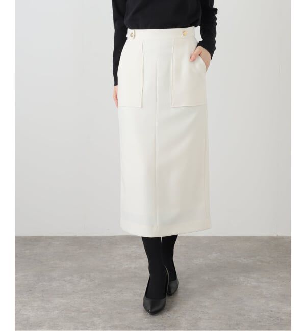  「【洗える】ポケットアイラインスカート」|スカート|ホワイト