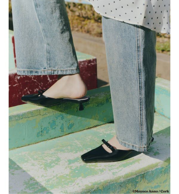  「LE TALON&times;HAPPY MANIA3.5cmスクエアリボンミュール」|パンプス|