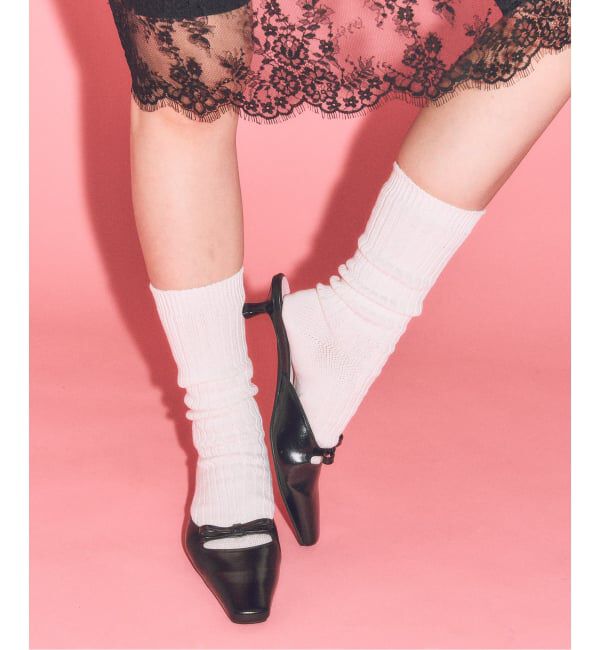  「LE TALON&times;HAPPY MANIA3.5cmスクエアリボンミュール」|パンプス|