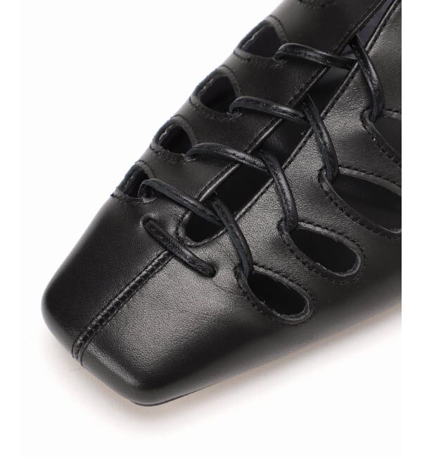 GRISE「《予約》GRISEレザースクエアカットワークレースアップフラット」|その他|