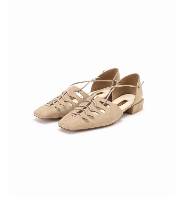 GRISE「《予約》GRISEレザースクエアカットワークレースアップフラット」|その他|