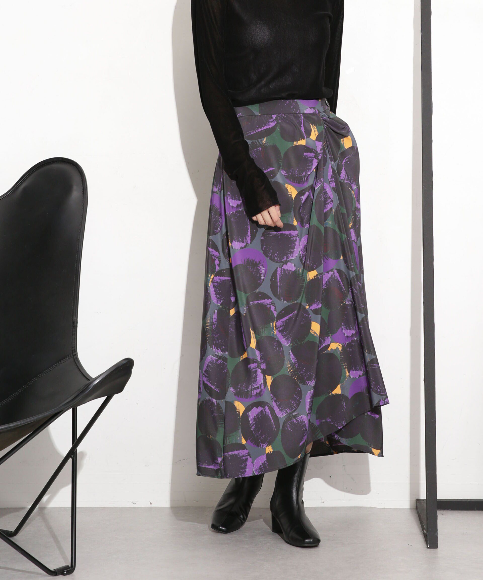 nano･universe「シャーリングイレヘムプリントスカート」|スカート|