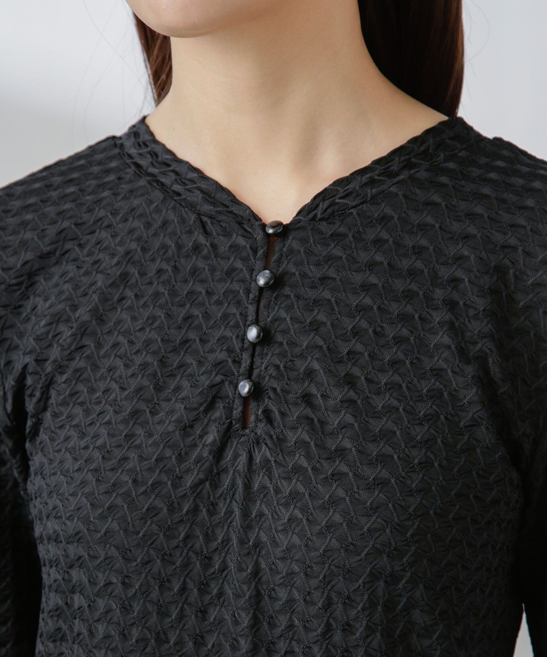 nano･universe「前後2wayシャーリングカットトップス」|Tシャツ・カットソー|