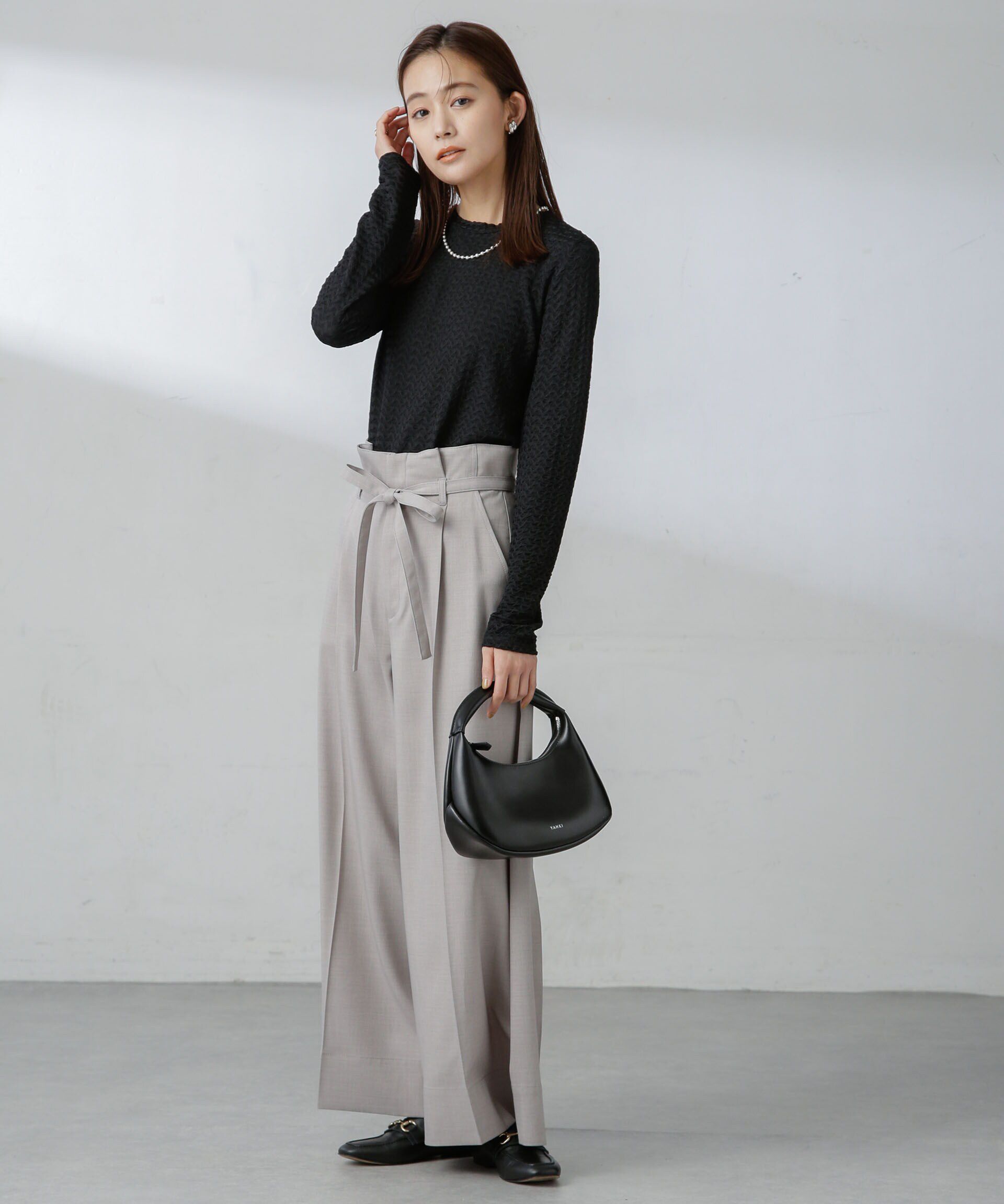 nano･universe「前後2wayシャーリングカットトップス」|Tシャツ・カットソー|