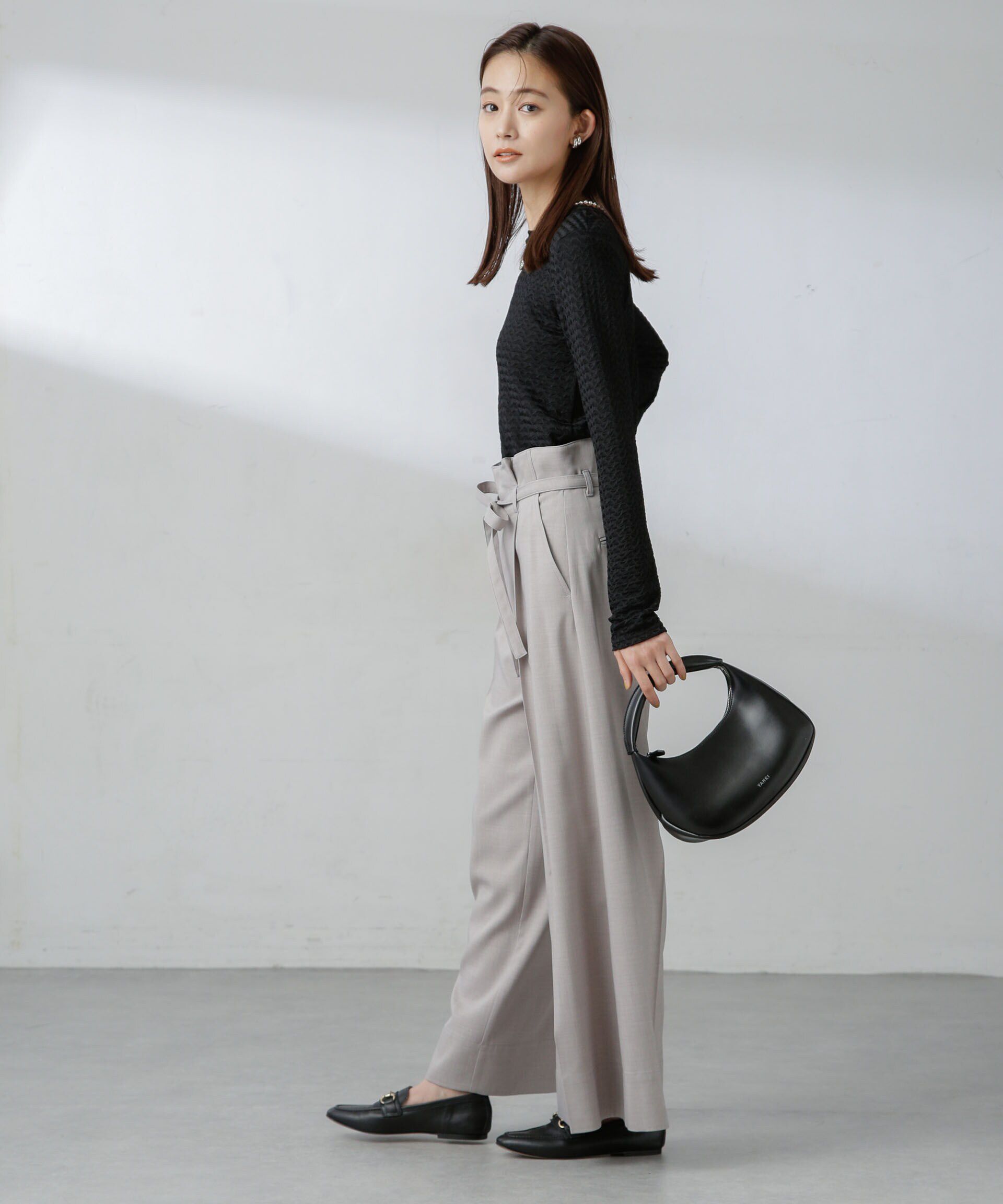 nano･universe「前後2wayシャーリングカットトップス」|Tシャツ・カットソー|