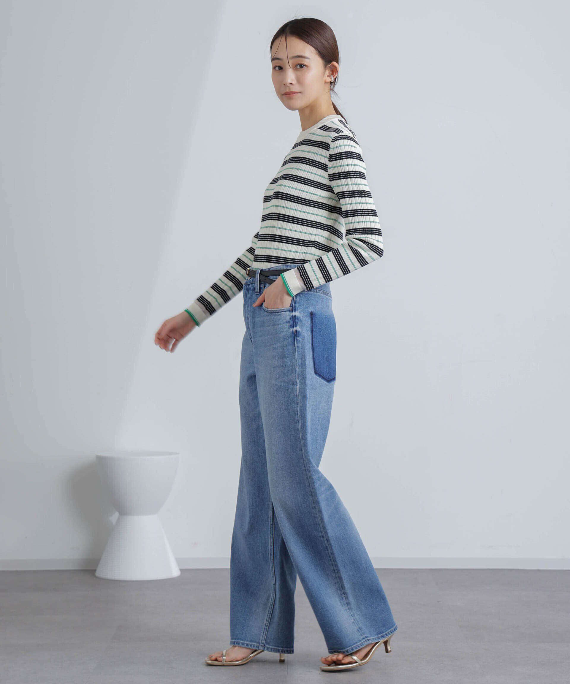 nano･universe「ランダムリブボーダーニットトップス(セットアップ可)」|ニット・セーター|