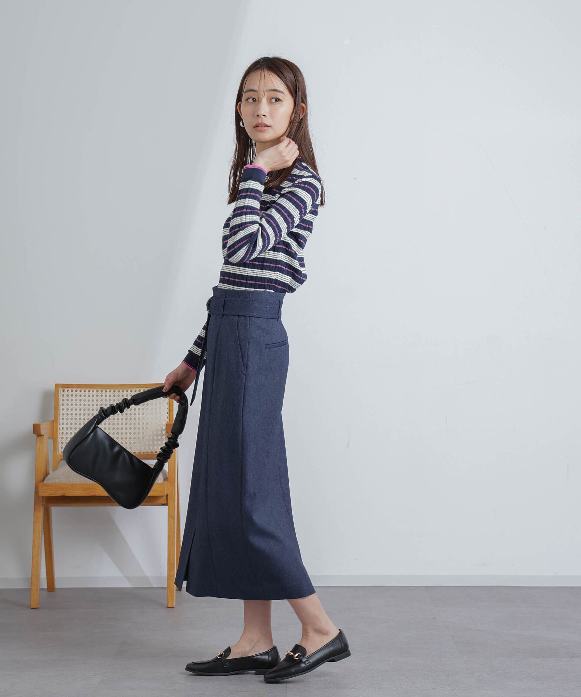 nano･universe「ランダムリブボーダーニットトップス(セットアップ可)」|ニット・セーター|