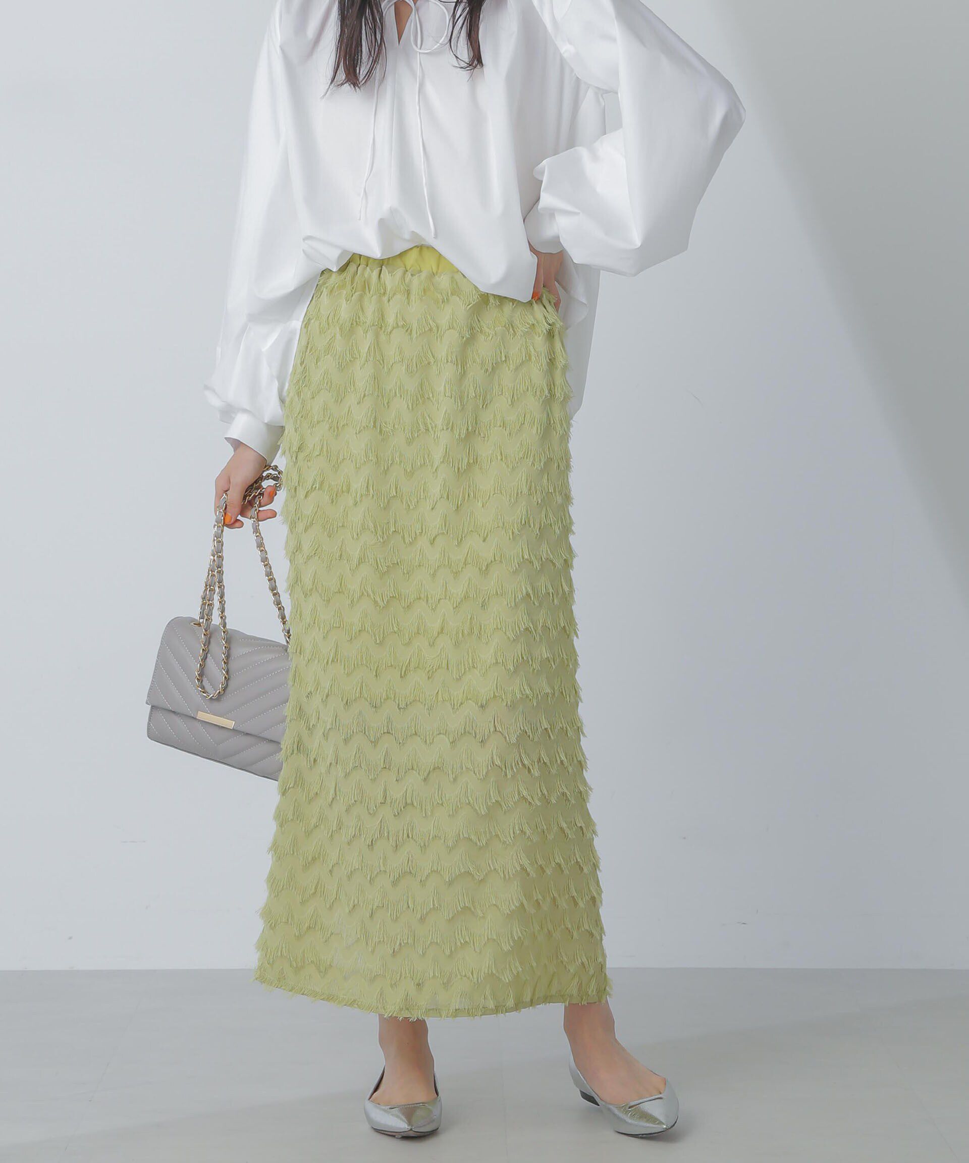 nano･universe「シャギーナロースカート」|スカート|グリーン