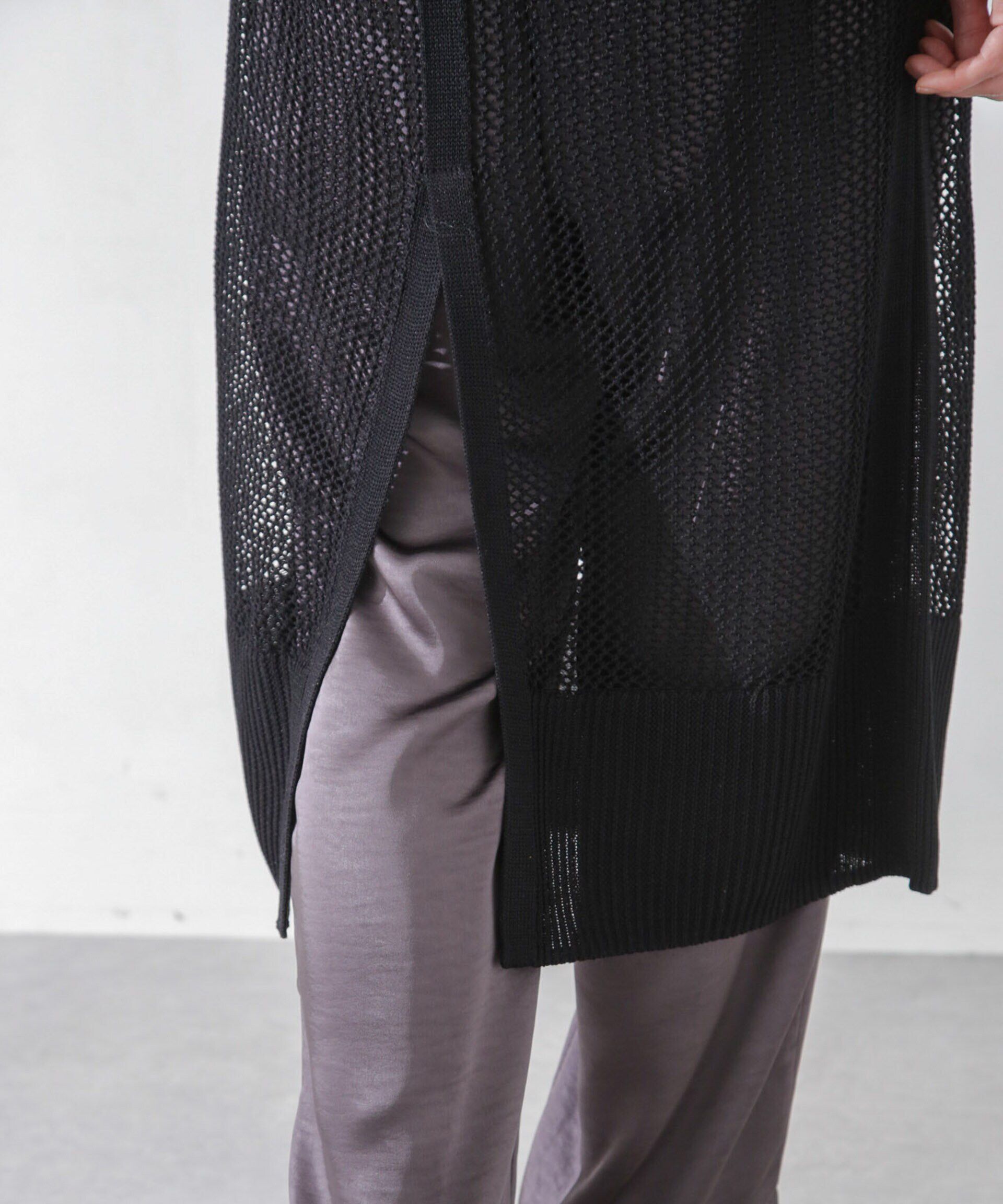 nano･universe「メッシュ編みノースリーブニットワンピース」|ワンピース|