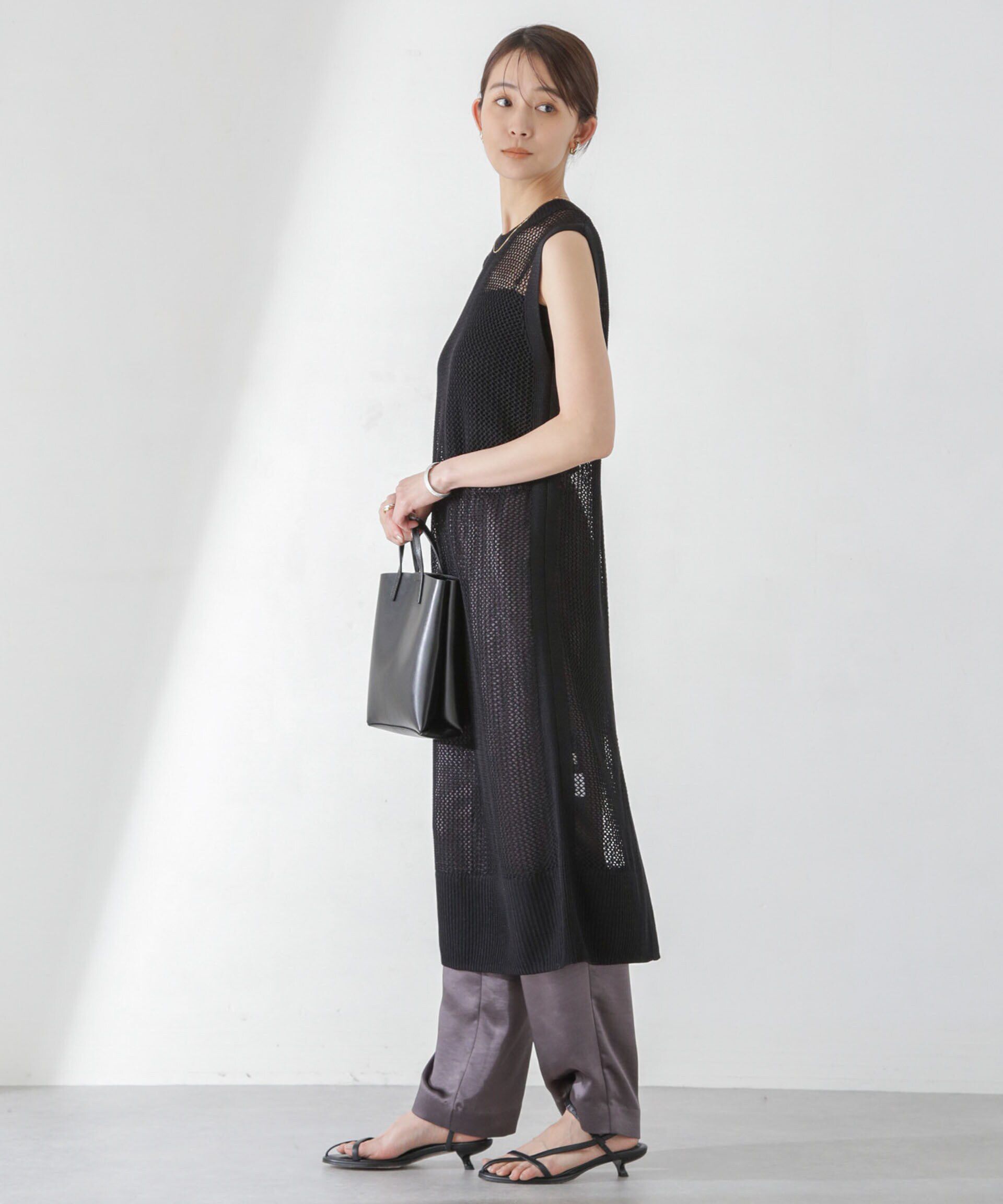nano･universe「メッシュ編みノースリーブニットワンピース」|ワンピース|