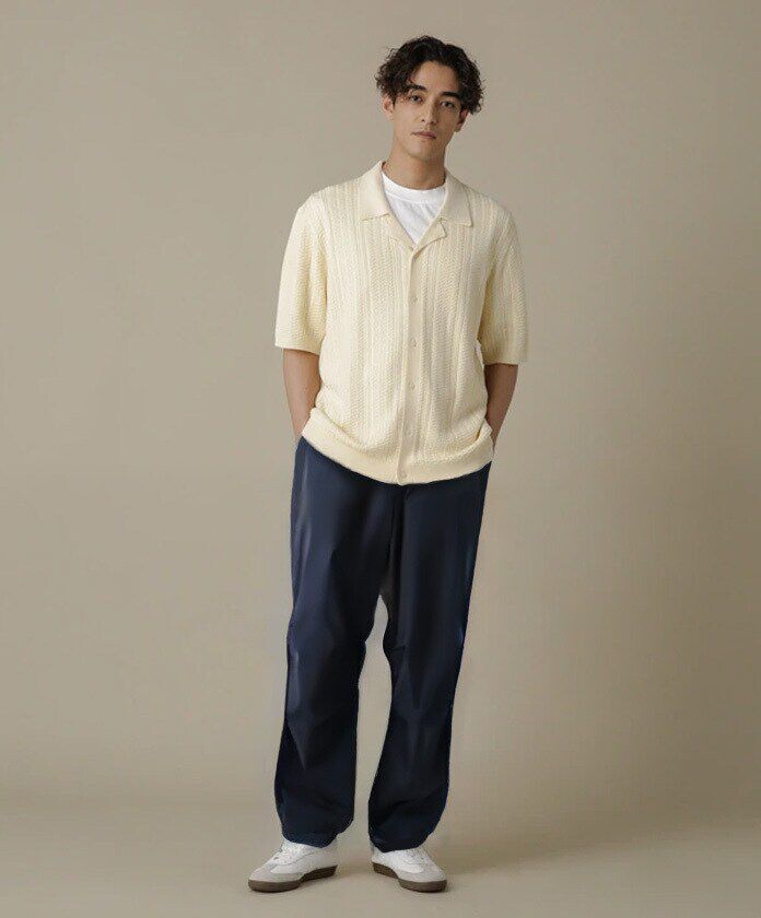 nano･universe「「NJ/CLUB」HOMESTOCKケーブルニットシャツ」|ニット・セーター|