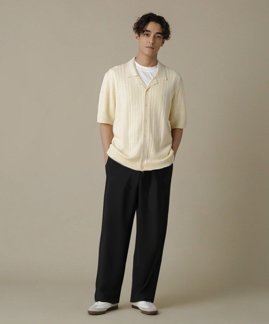 nano･universe「「NJ/CLUB」HOMESTOCKケーブルニットシャツ」|ニット・セーター|