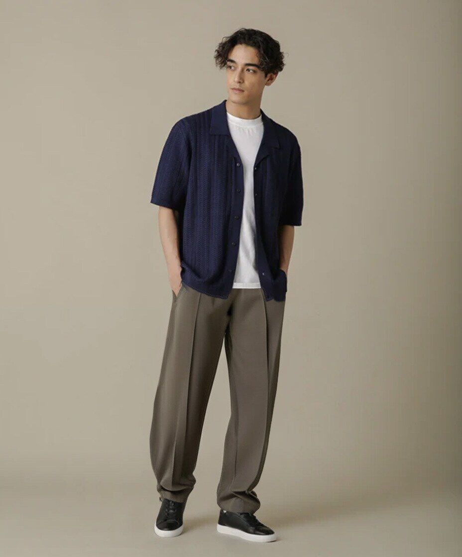 nano･universe「「NJ/CLUB」HOMESTOCKケーブルニットシャツ」|ニット・セーター|