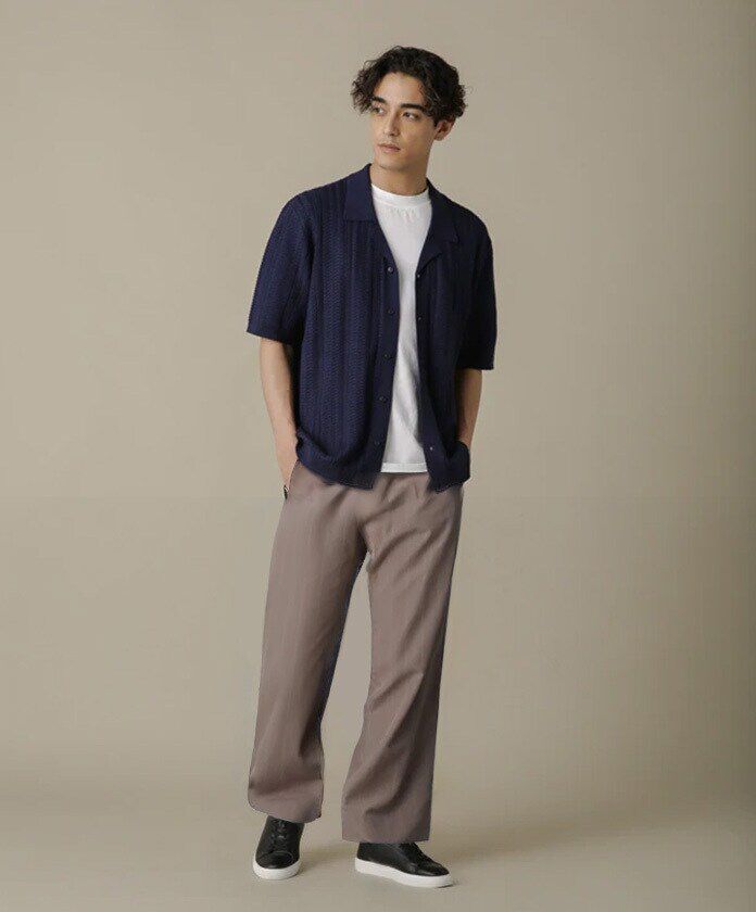 nano･universe「「NJ/CLUB」HOMESTOCKケーブルニットシャツ」|ニット・セーター|