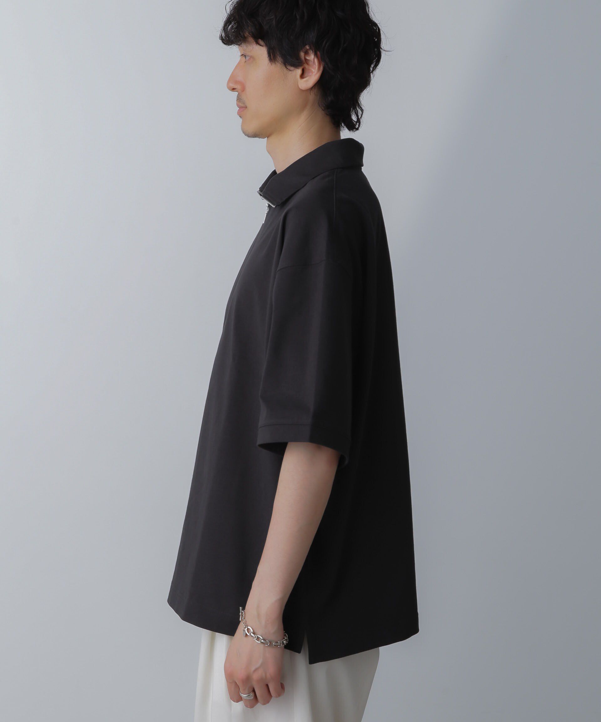 nano･universe「HALF ZIP ワイドシルエット Tシャツ 半袖」|Tシャツ・カットソー|