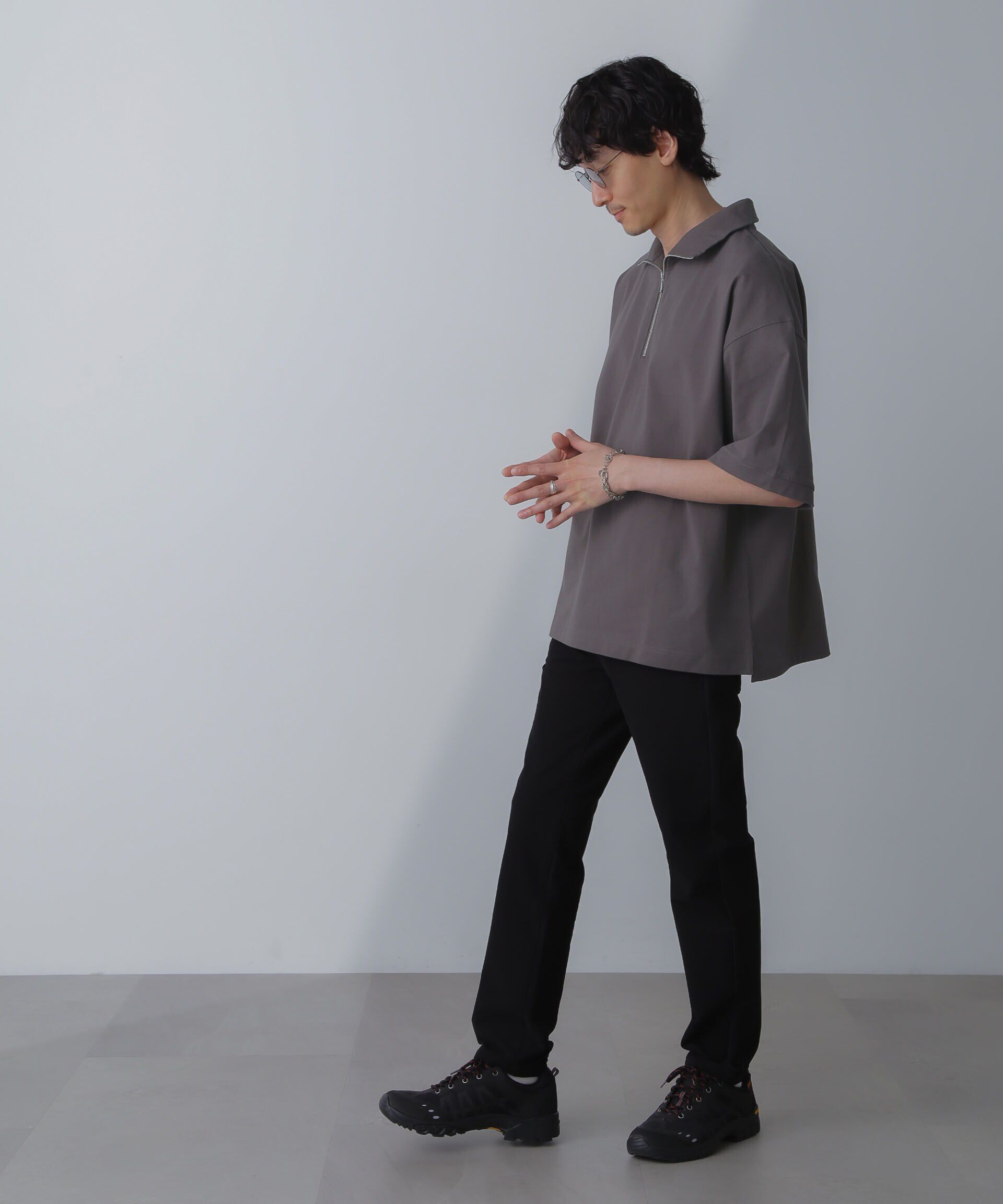 nano･universe「HALF ZIP ワイドシルエット Tシャツ 半袖」|Tシャツ・カットソー|