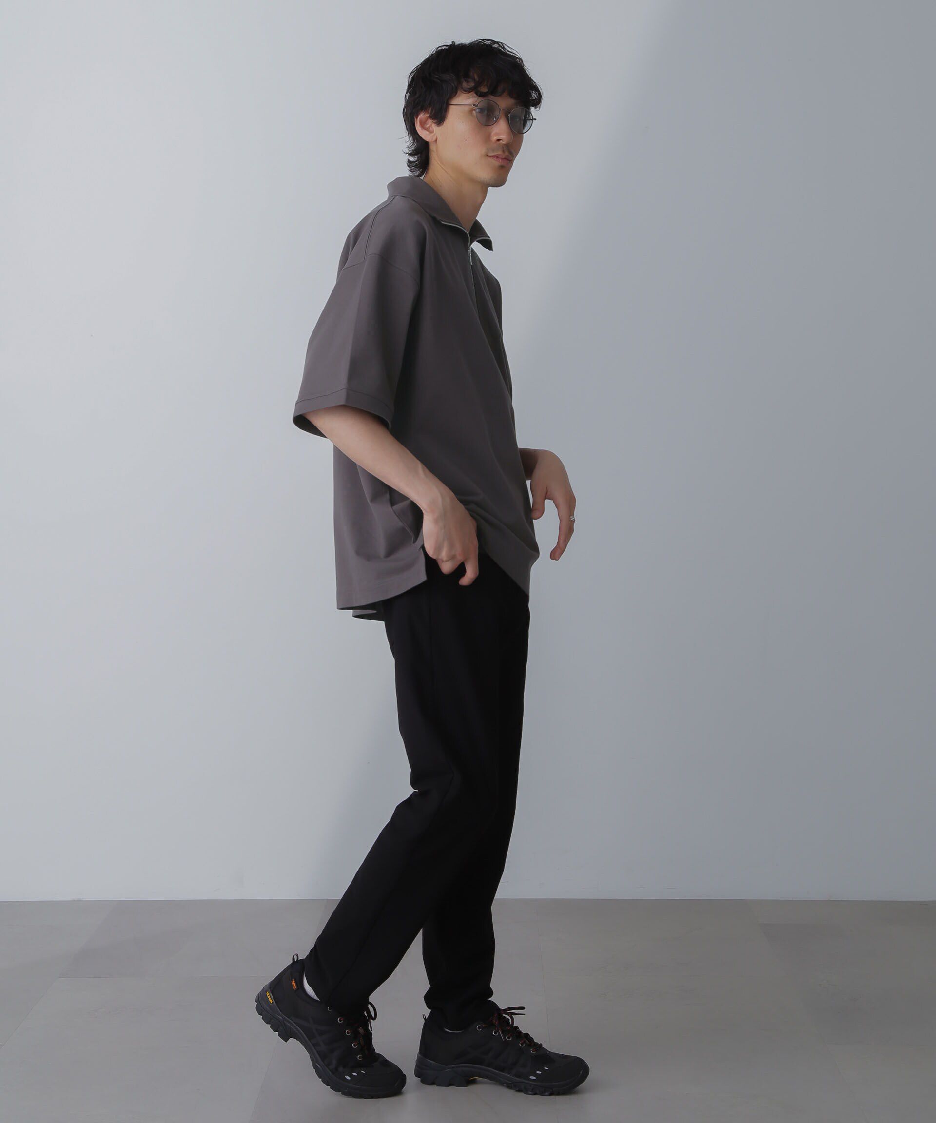 nano･universe「HALF ZIP ワイドシルエット Tシャツ 半袖」|Tシャツ・カットソー|