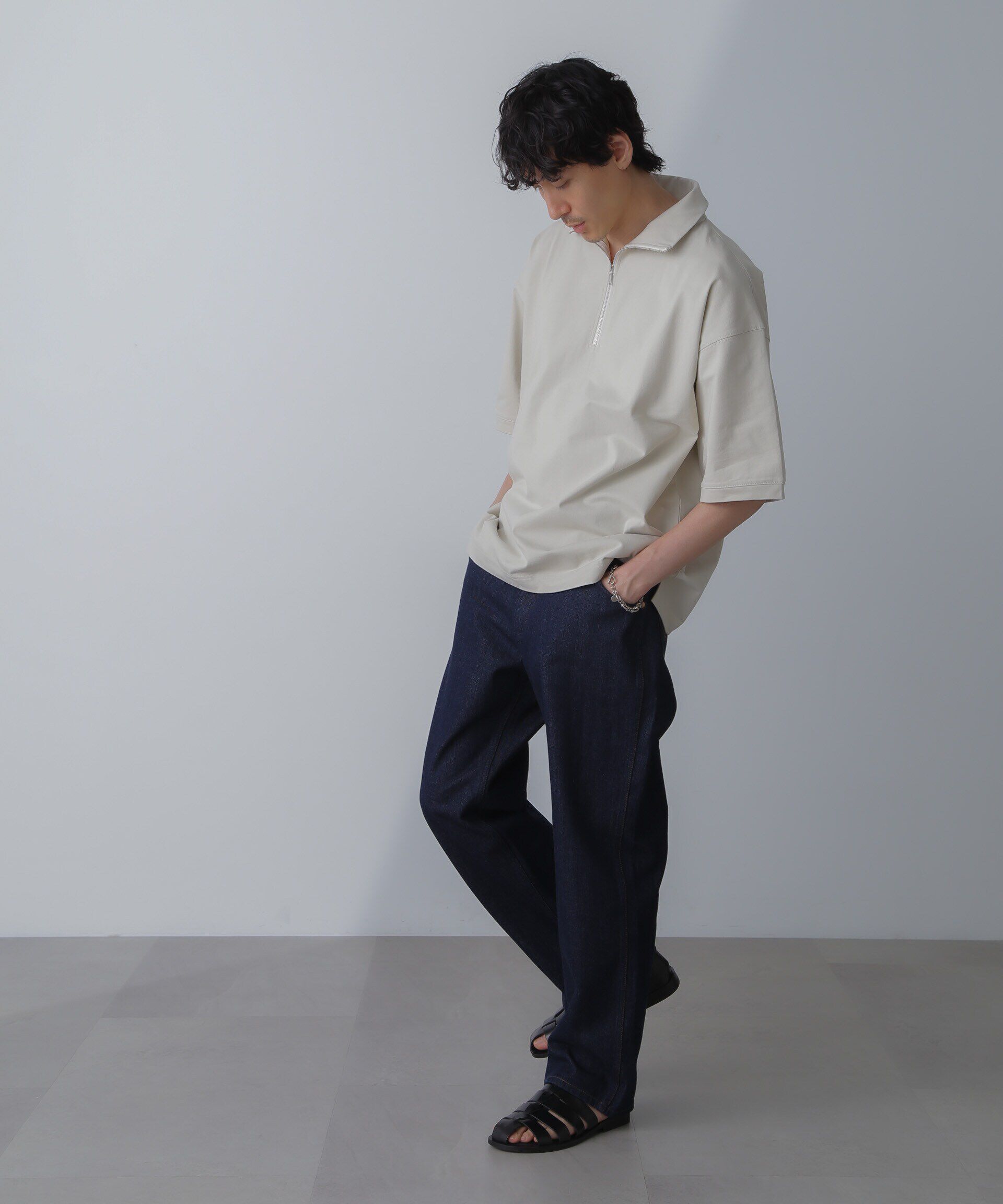 nano･universe「HALF ZIP ワイドシルエット Tシャツ 半袖」|Tシャツ・カットソー|