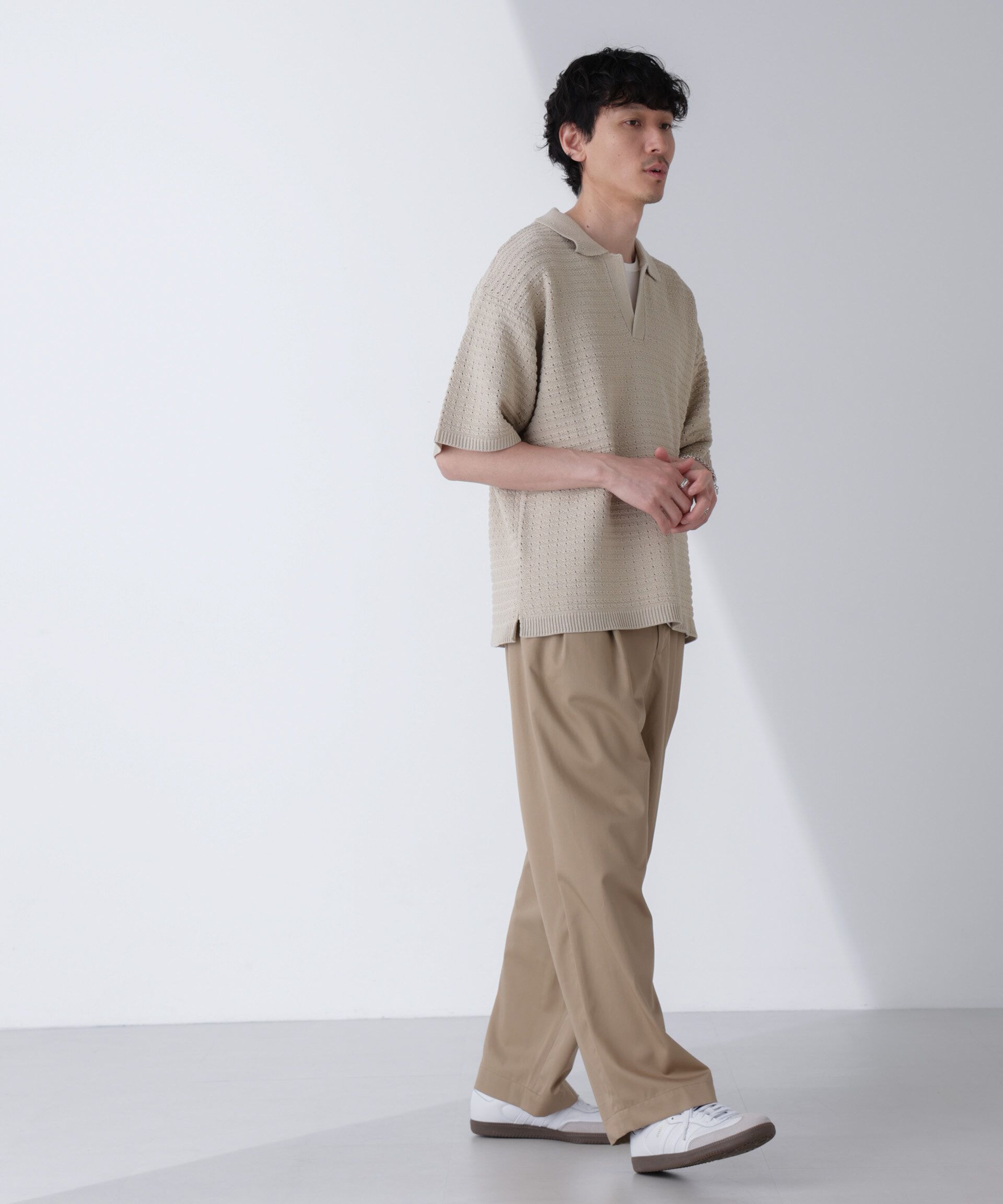 nano･universe「アイレットジャガードボーダーポロシャツ 半袖」|Tシャツ・カットソー|