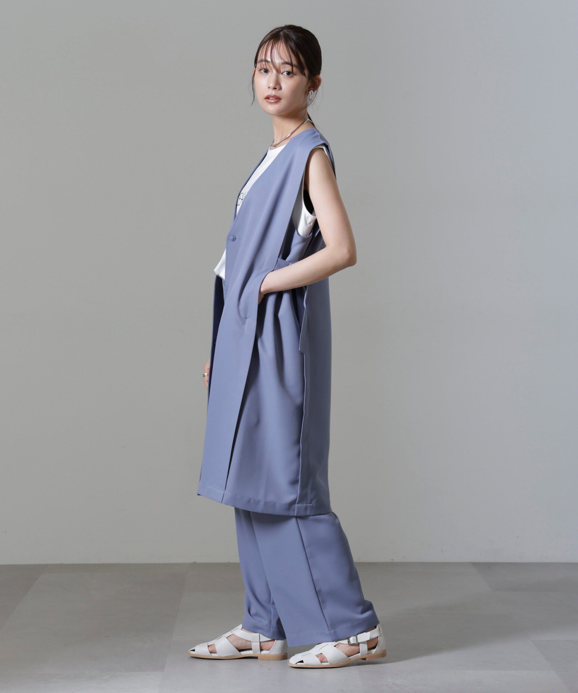 nano･universe「サイドベルトロングジレ(セットアップ可)」|テーラードジャケット|