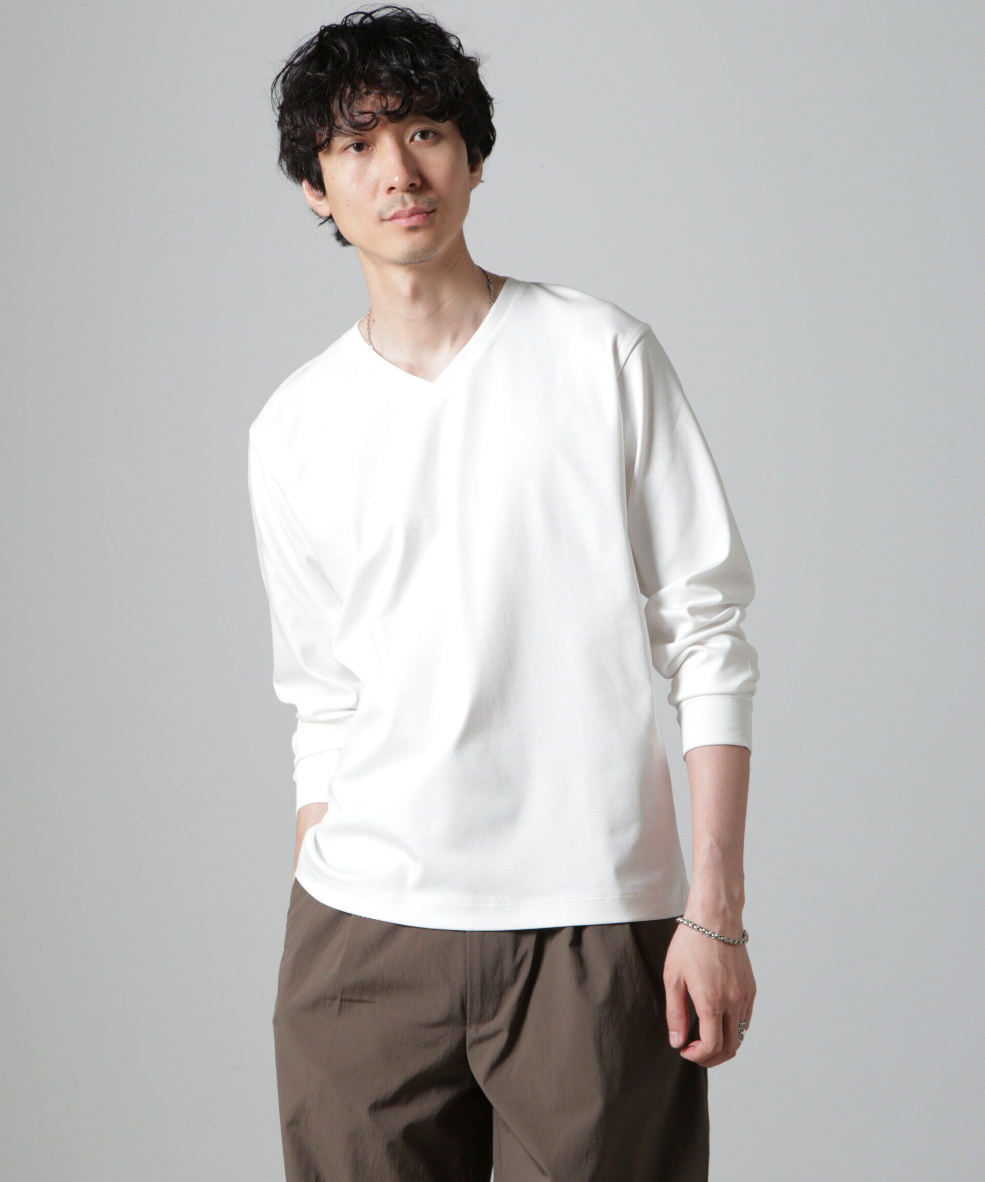 nano･universe「アンチスメルＶネックTシャツ 長袖」|Tシャツ・カットソー|