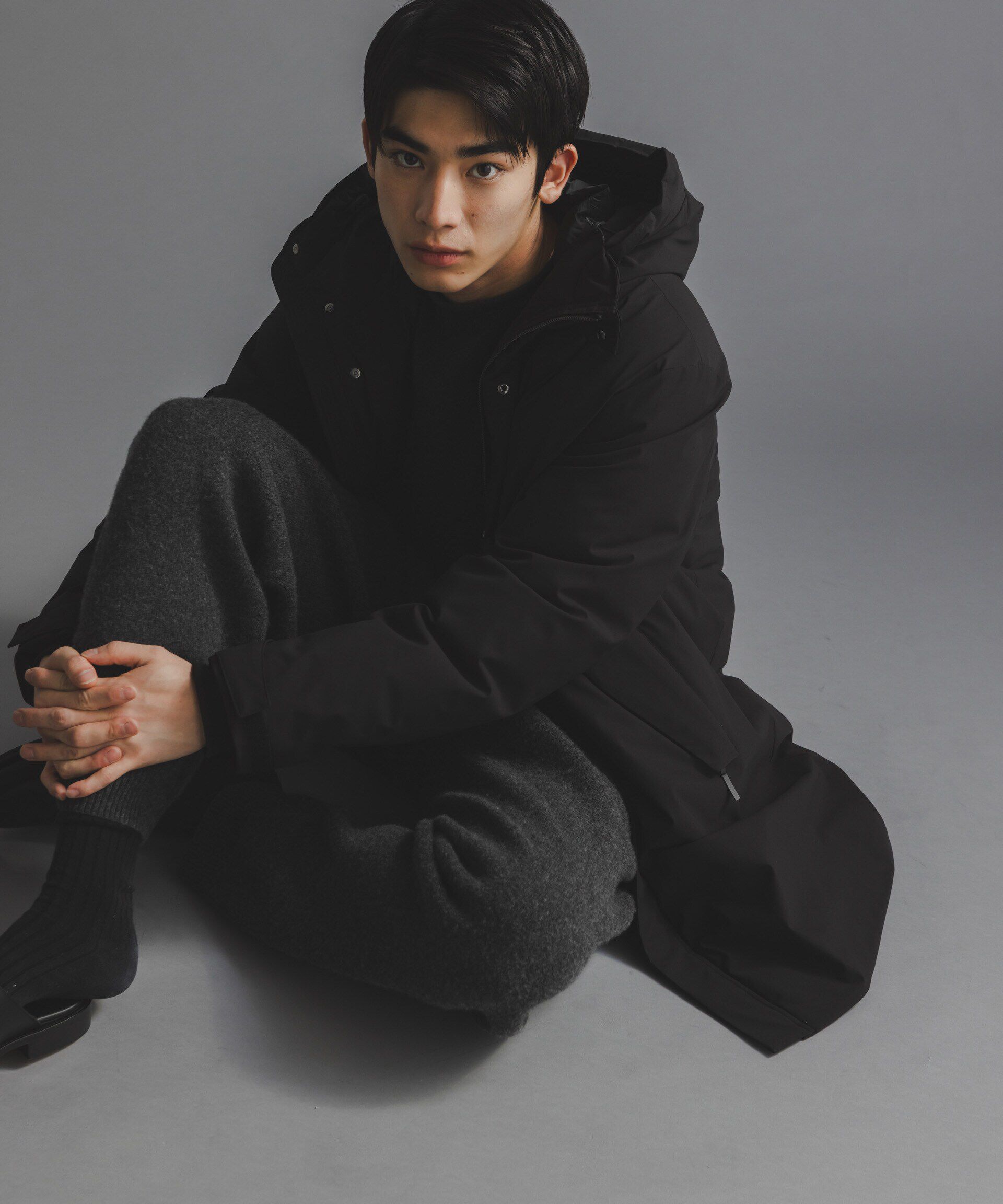 nano･universe「「西川ダウン(R)」ロングフードダウン」|ダウン|ブラック